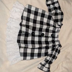 Black ans white buffalo check lace top